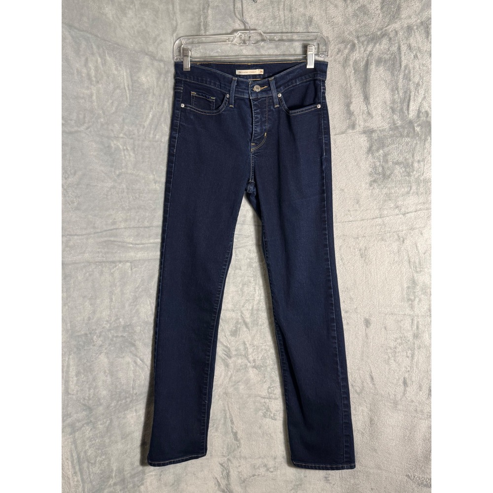 Levis 314 Shaping Straight Jeans Womens 26 Dark Wash Indigo Blue Mid Rise Denim